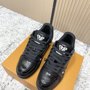 LV Trainer Black Patent Leather Sneakers