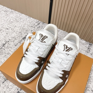 LV Trainer sneakers, colorway: white/mocha brown