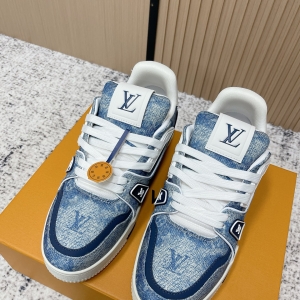 LV Trainer sneakers in blue denim.