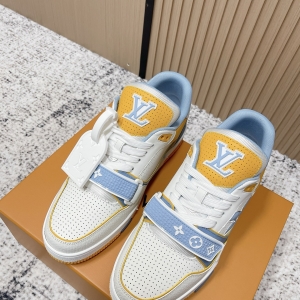 LV Trainer sneakers, colorway: white/blue/yellow.