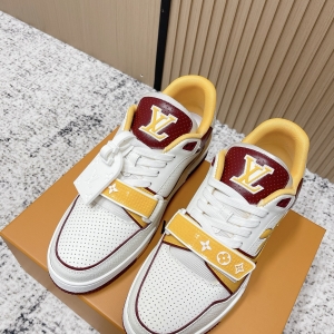 LV Trainer sneakers, white/yellow/dark red colorway