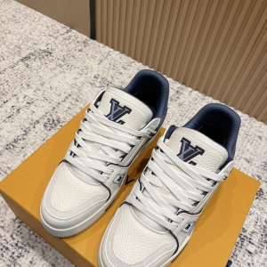 LV Trainer sneakers, white and blue colorway