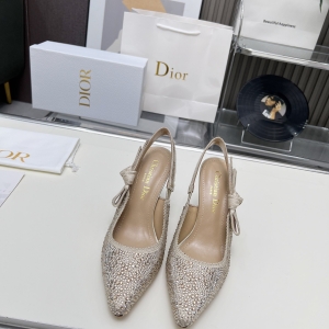 Dior Addict Satin Backless Pumps with Crystal Embellishments
