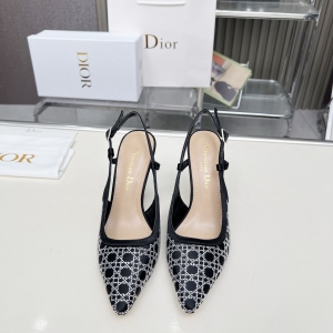 Dior 2025 SS New Strass High-Heeled Sandals | Jacquard & Hot-Fix Crystal Pattern