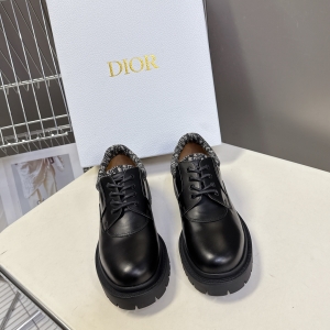 Dior Walk’n’Dior Black Leather Oblique Collar Derby Shoes