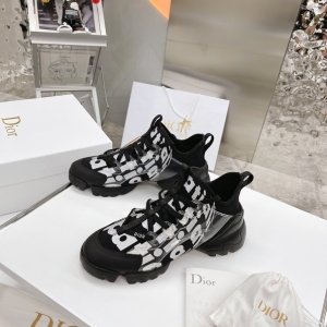 Dior Vibe Black & White Logo-Print Platform Sneakers