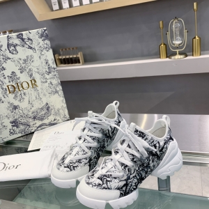 Dior Vibe Black & White Botanical Print Platform Sneakers