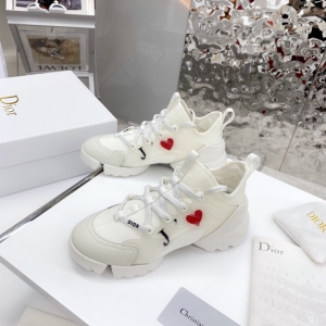 Dior Vibe White Platform Sneakers with Heart Embellishments