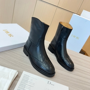 Dior Brogue Black Perforated Ankle Boots