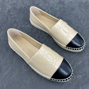 Chanel espadrilles, made of lambskin with rubber and hemp rope soles.