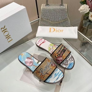 Dior Women's Monogram Embroidered Slides