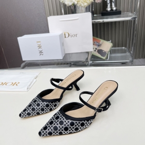 Dior 2025 SS New Strass High-Heeled Sandals | Jacquard & Hot-Fix Crystal Pattern