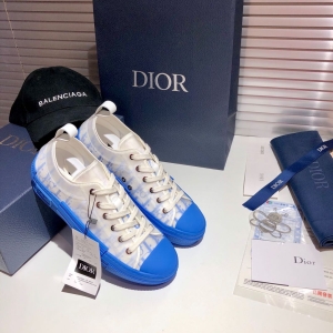 Dior B23 Oblique Transparent Blue & White Low-Top Sneakers