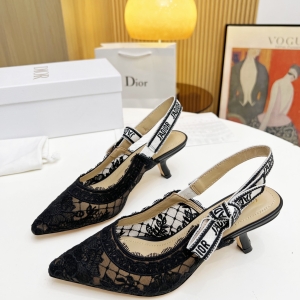 Dior J'Adior Lace Mesh Kitten-Heel Slingback Pumps