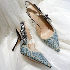 Dior J'Adior Lace Mesh Kitten-Heel Slingback Pumps