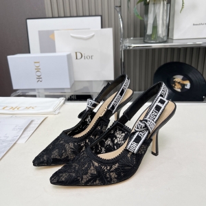 Dior Addict Lace Satin Slingback Pumps