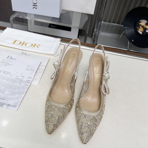 Dior Addict Lace Satin Slingback Pumps