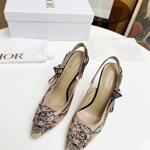 Dior J'Adior Lace Mesh Kitten-Heel Slingback Pumps