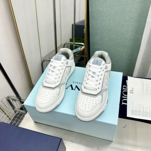 Dior B01 White & Grey Cutout Oblique Low-Top Sneakers