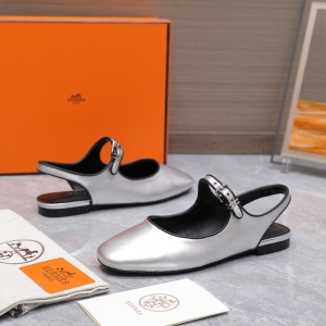 Hermès Oran Mary Jane Sandals (Silver)