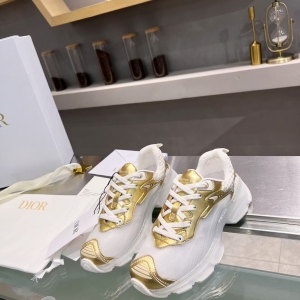 Dior Vibe White & Gold Transparent Platform Sneakers
