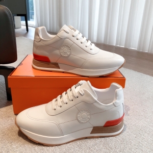 Hermes white leather casual sneakers