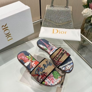 Dior Women's Monogram Embroidered Slides