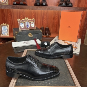 Hermes crocodile leather men's shoes